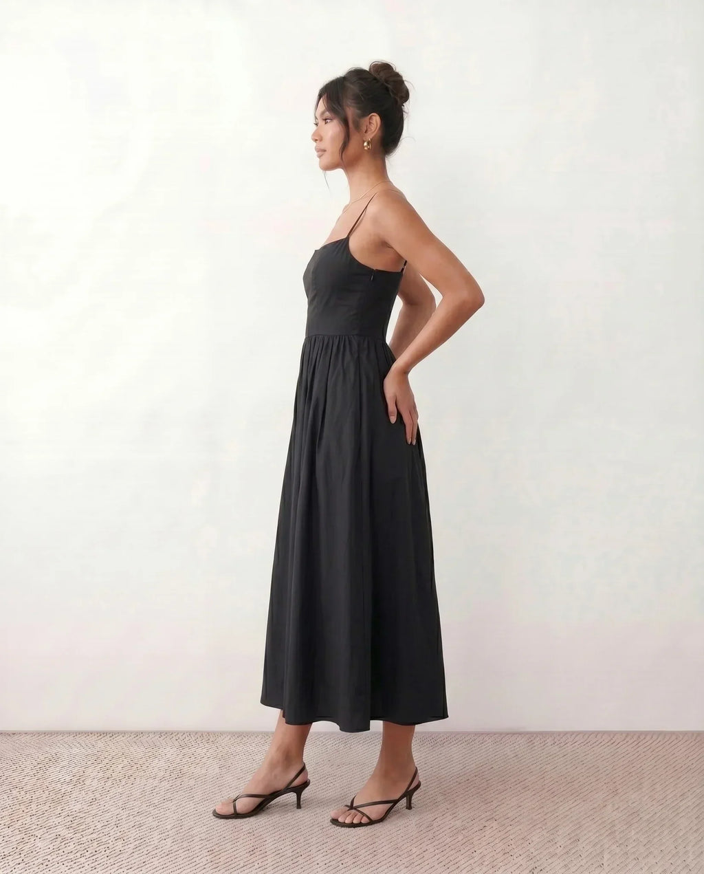 Spaghetti Strap Low Back Midi Dress