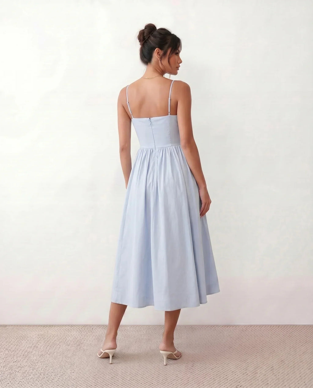 Spaghetti Strap Low Back Midi Dress