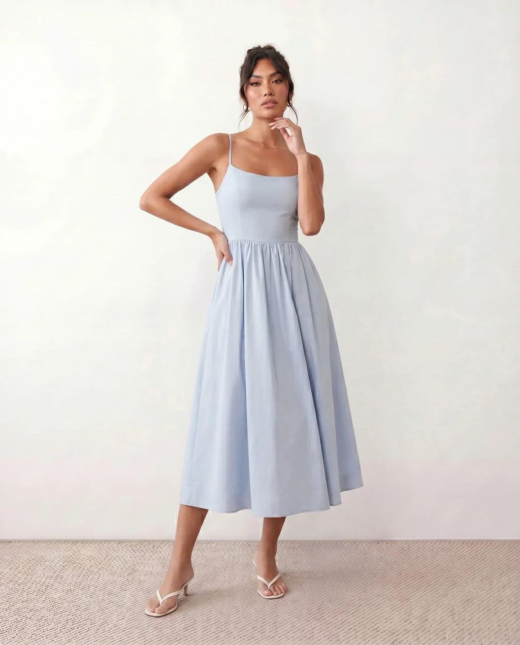 Spaghetti Strap Low Back Midi Dress