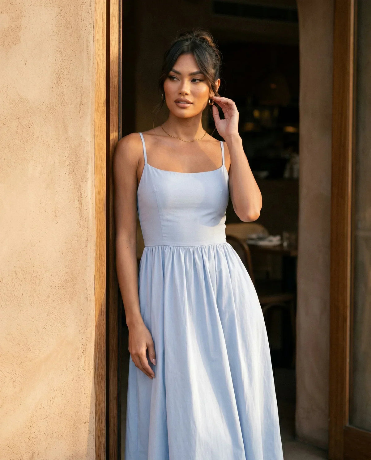 Spaghetti Strap Low Back Midi Dress