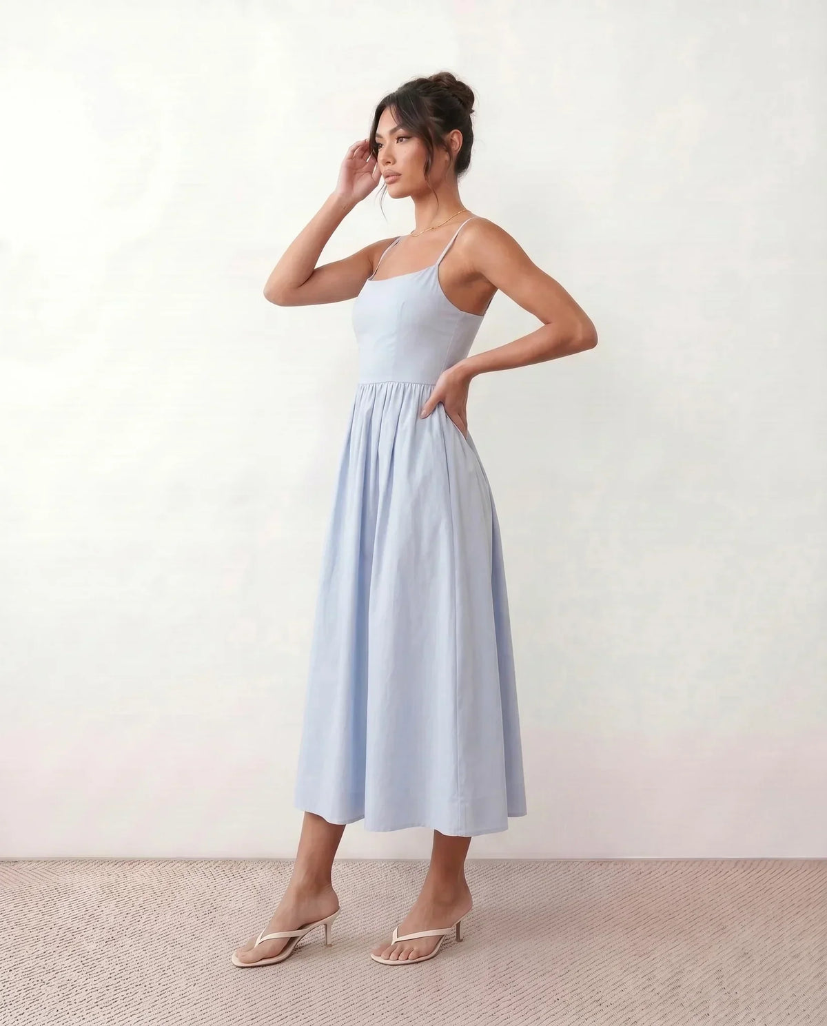 Spaghetti Strap Low Back Midi Dress