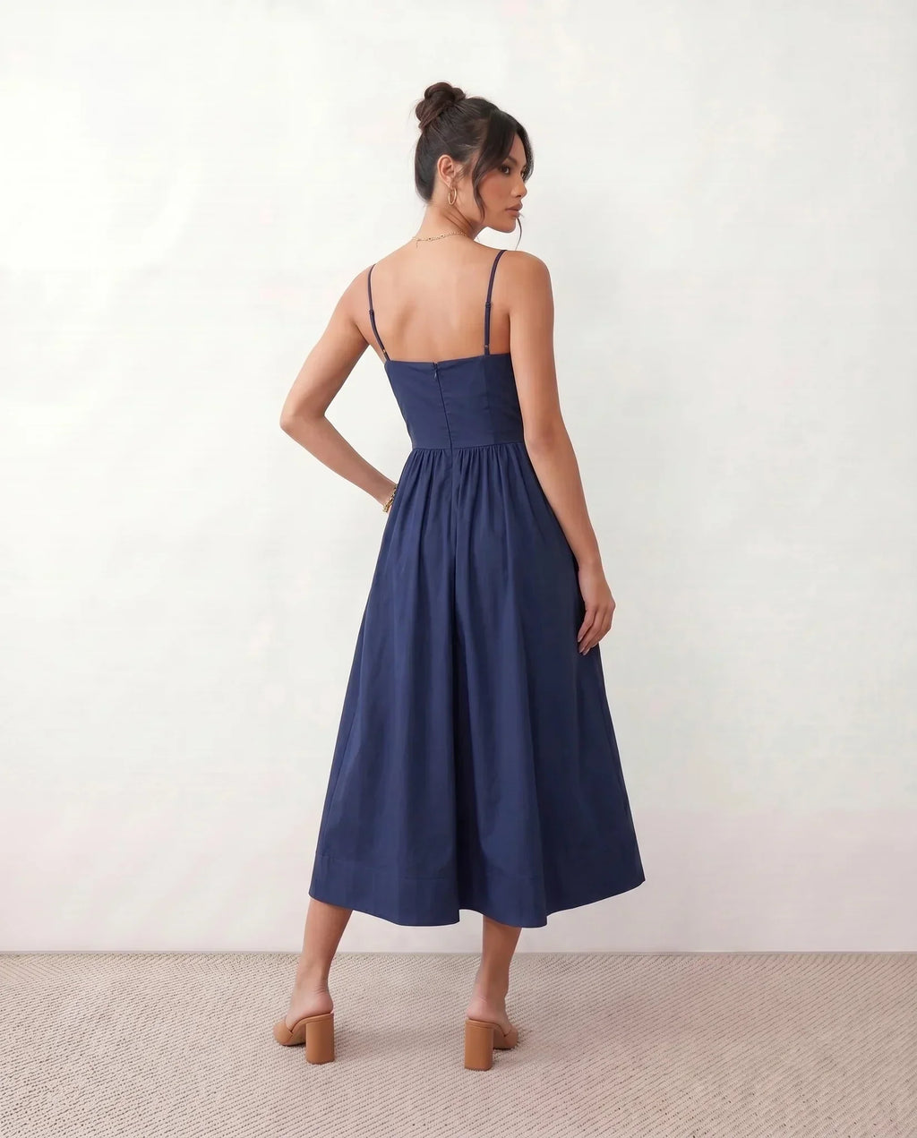 Spaghetti Strap Low Back Midi Dress