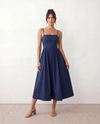 Spaghetti Strap Low Back Midi Dress