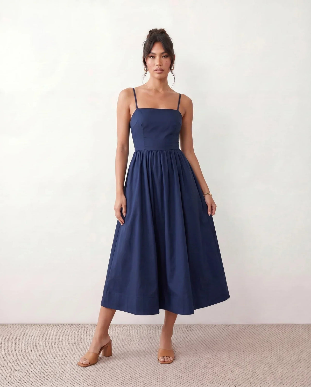 Spaghetti Strap Low Back Midi Dress