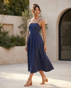 Spaghetti Strap Low Back Midi Dress