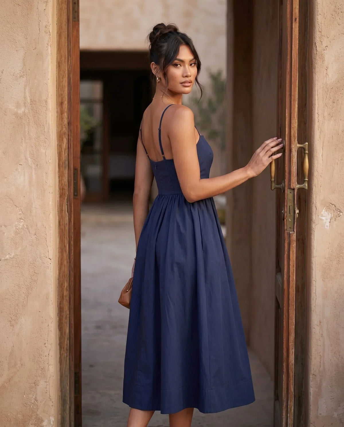 Spaghetti Strap Low Back Midi Dress