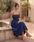 Spaghetti Strap Low Back Midi Dress