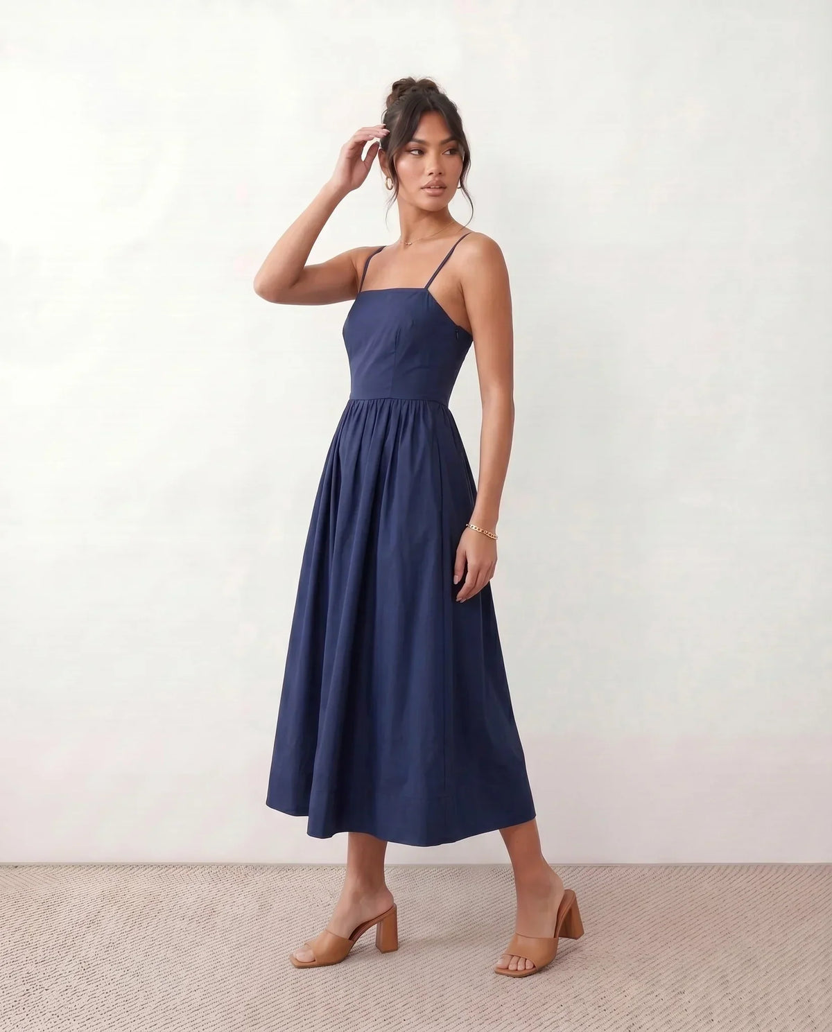 Spaghetti Strap Low Back Midi Dress
