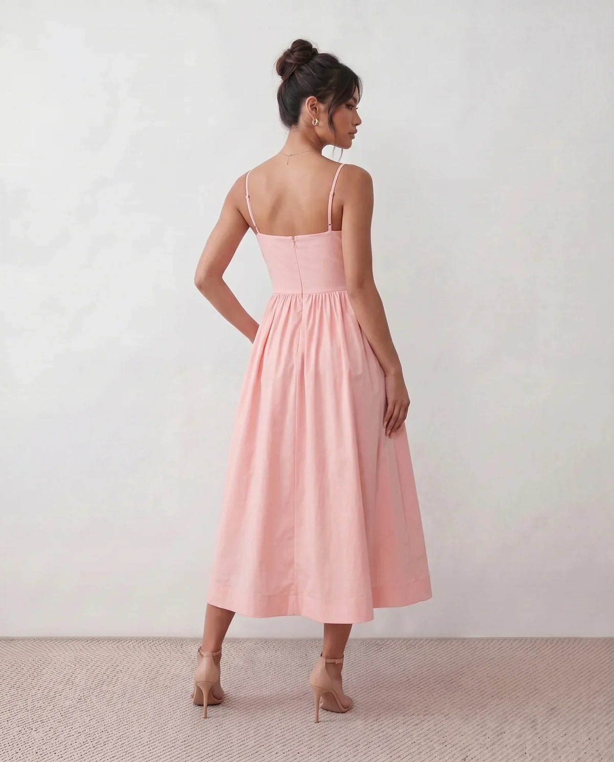 Spaghetti Strap Low Back Midi Dress