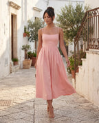 Spaghetti Strap Low Back Midi Dress