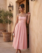 Spaghetti Strap Low Back Midi Dress