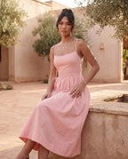 Spaghetti Strap Low Back Midi Dress