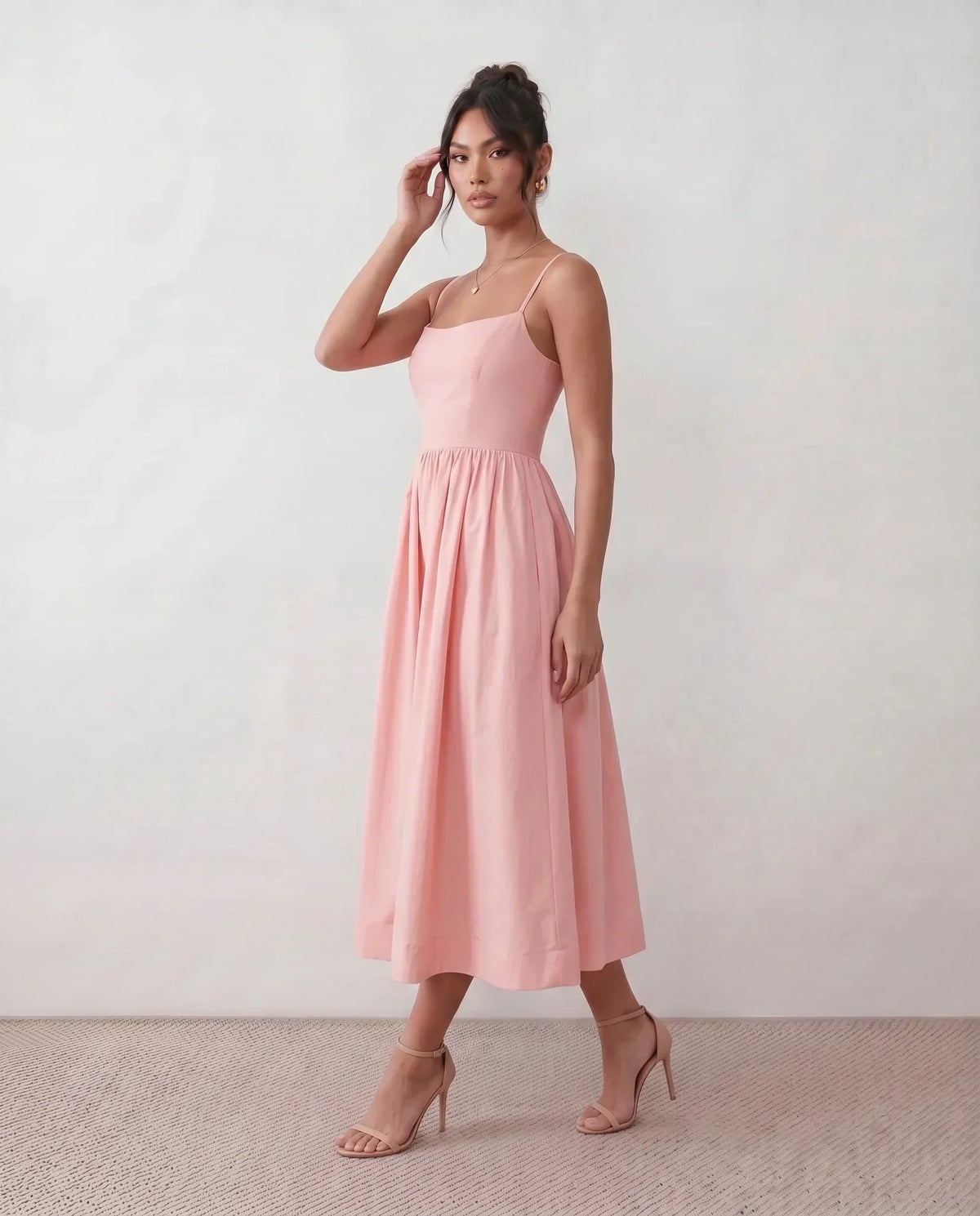 Spaghetti Strap Low Back Midi Dress
