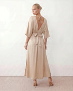 Open Back Tie-Back Wedding Guest Maxi Dress