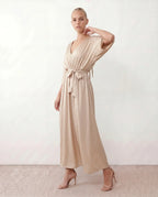 Open Back Tie-Back Wedding Guest Maxi Dress