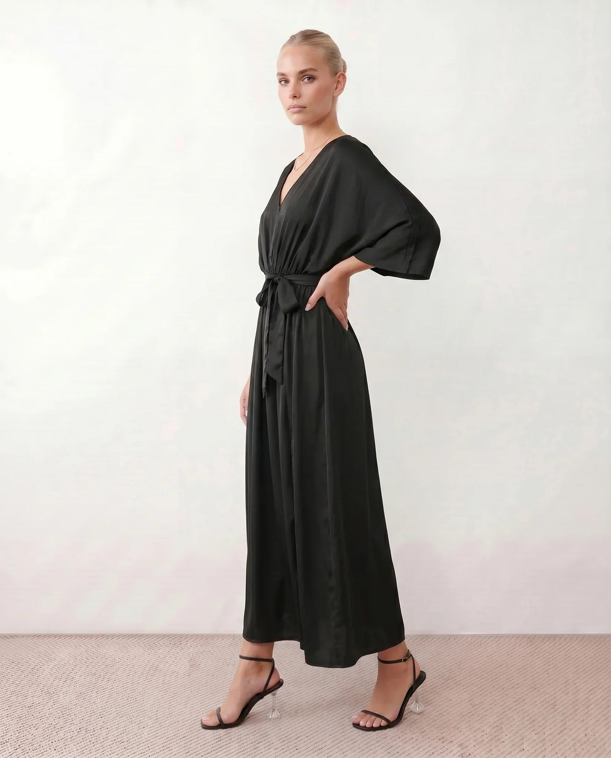 Open Back Tie-Back Wedding Guest Maxi Dress