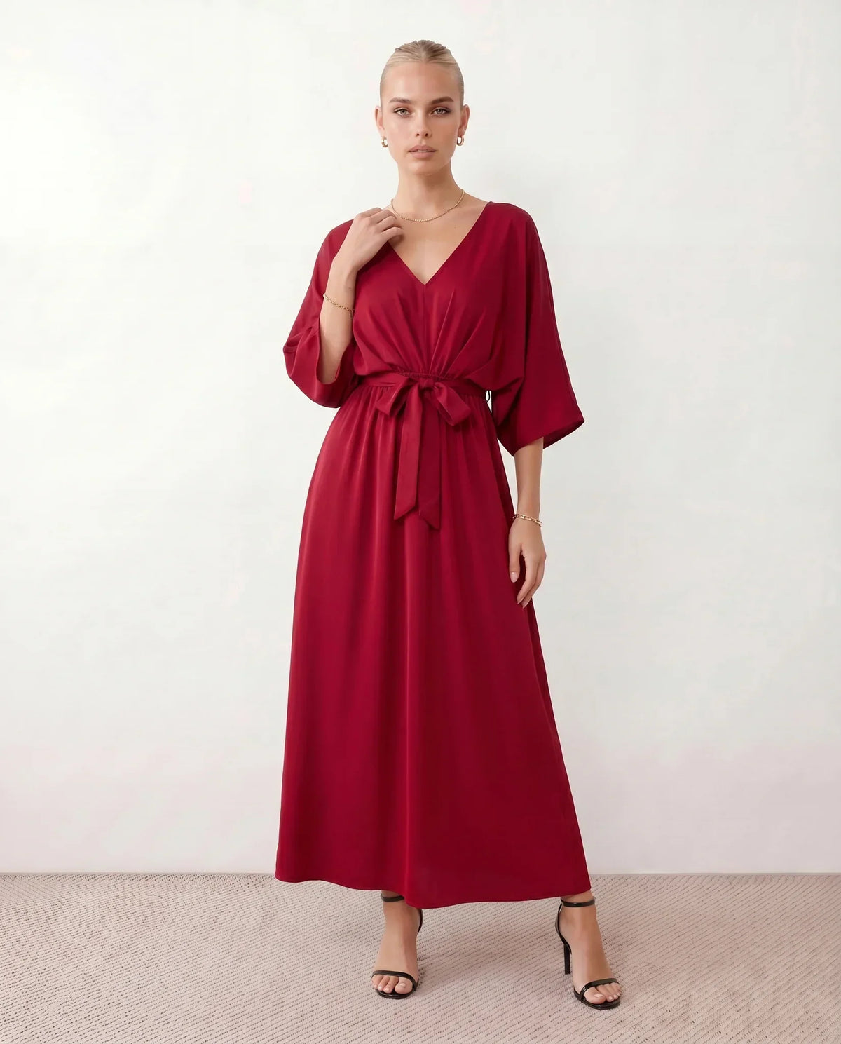 Open Back Tie-Back Wedding Guest Maxi Dress