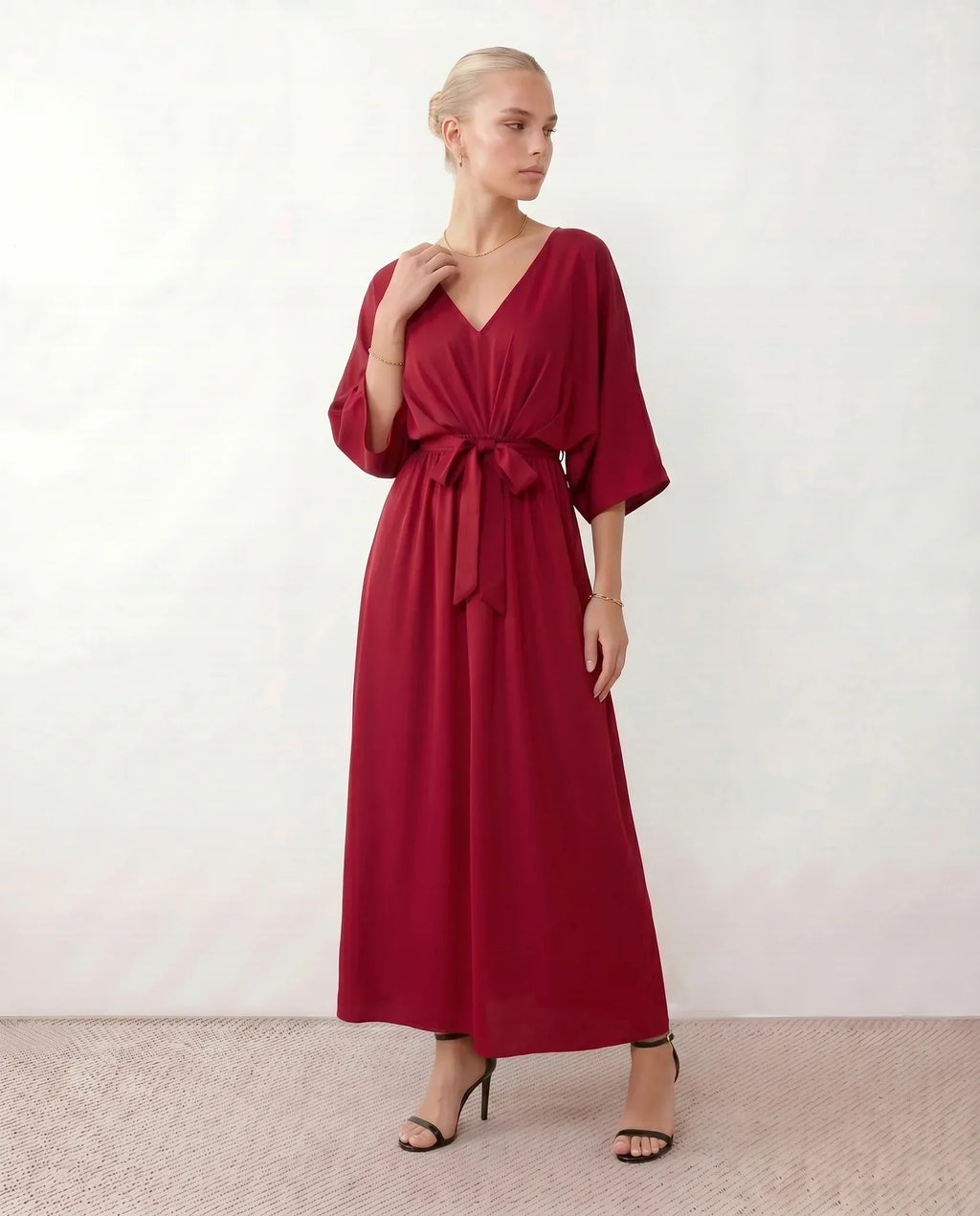 Open Back Tie-Back Wedding Guest Maxi Dress