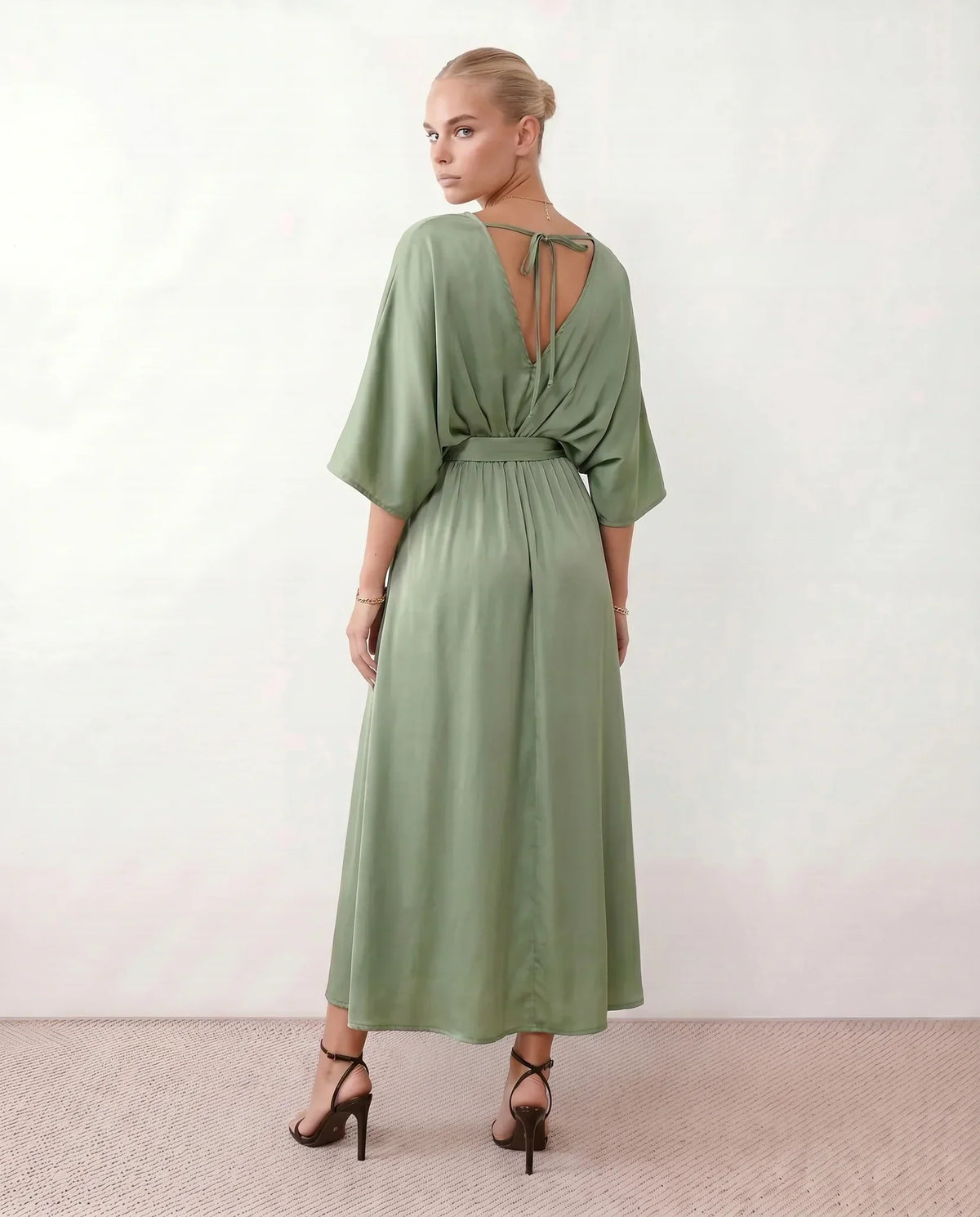 Open Back Tie-Back Wedding Guest Maxi Dress