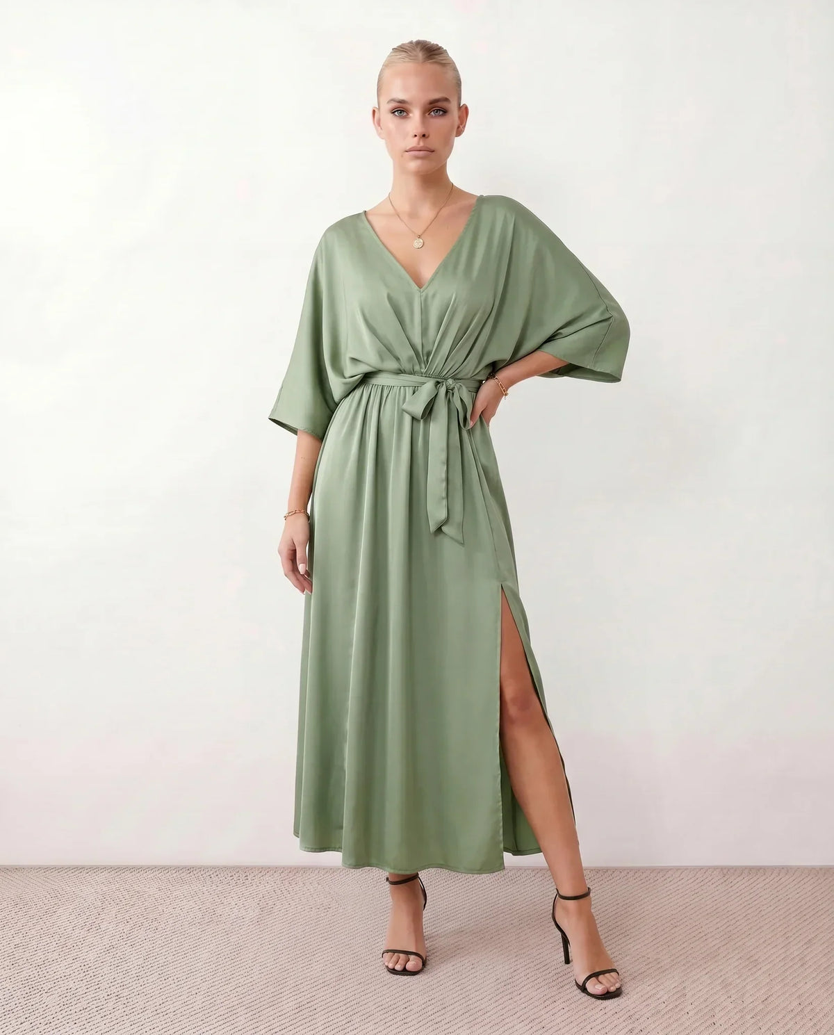 Open Back Tie-Back Wedding Guest Maxi Dress