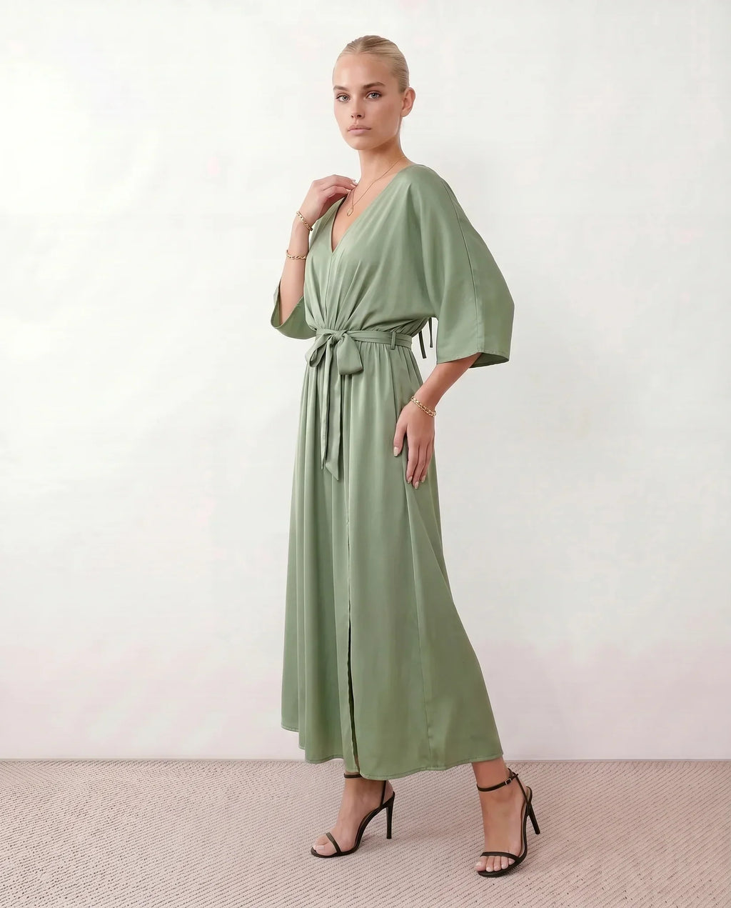 Open Back Tie-Back Wedding Guest Maxi Dress