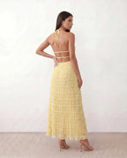 Pleated Halter Maxi Dress