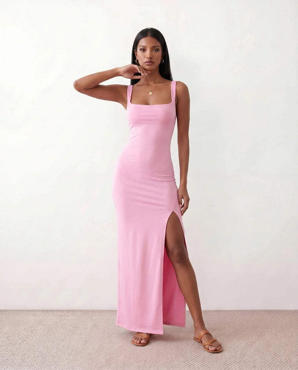 Open Back Fitted Maxi Dress
