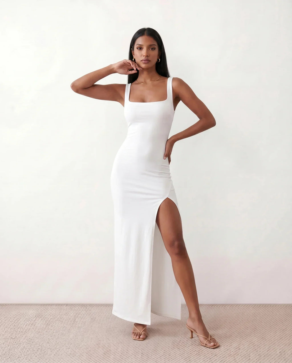 Open Back Fitted Maxi Dress