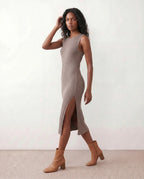 Ribbed Fitted Knit Midi Dress