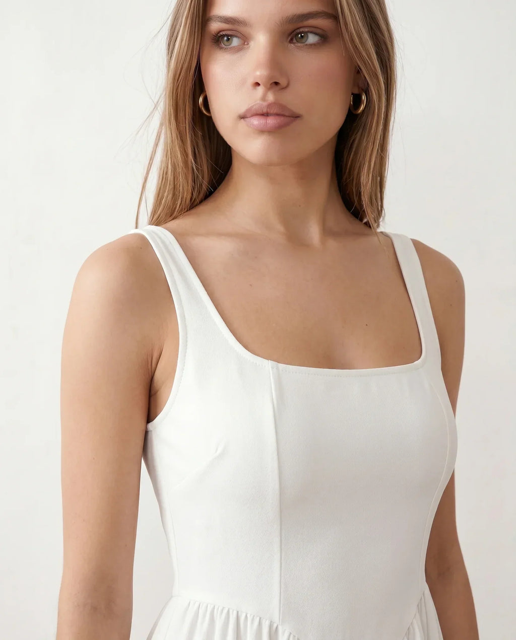 Basque Waist A-Line Maxi Dress
