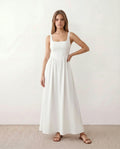 Basque Waist A-Line Maxi Dress
