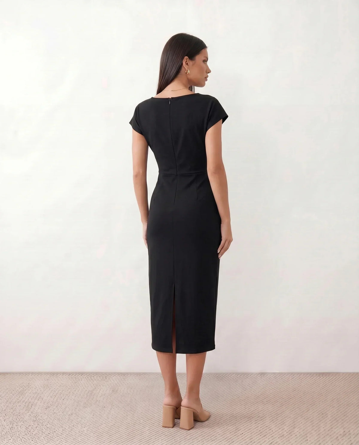 Draped Wrap Midi Dress