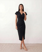 Draped Wrap Midi Dress