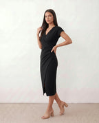 Draped Wrap Midi Dress