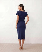 Draped Wrap Midi Dress