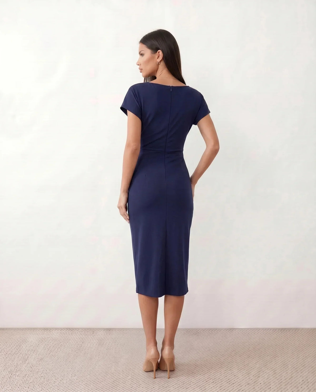 Draped Wrap Midi Dress
