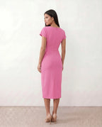 Draped Wrap Midi Dress