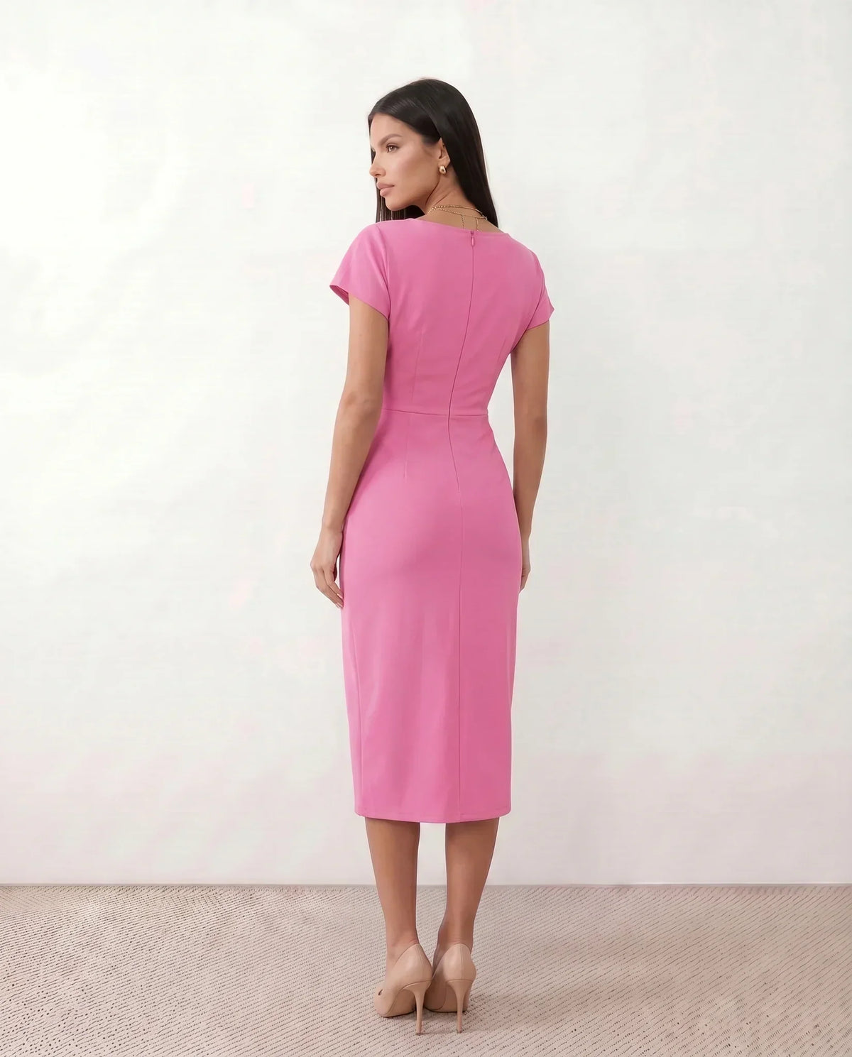 Draped Wrap Midi Dress