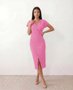 Draped Wrap Midi Dress