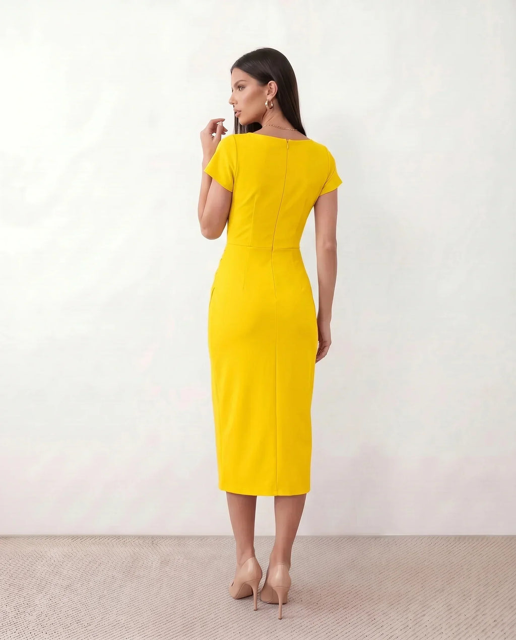 Draped Wrap Midi Dress