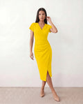 Draped Wrap Midi Dress