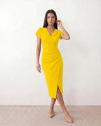 Draped Wrap Midi Dress