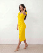 Draped Wrap Midi Dress