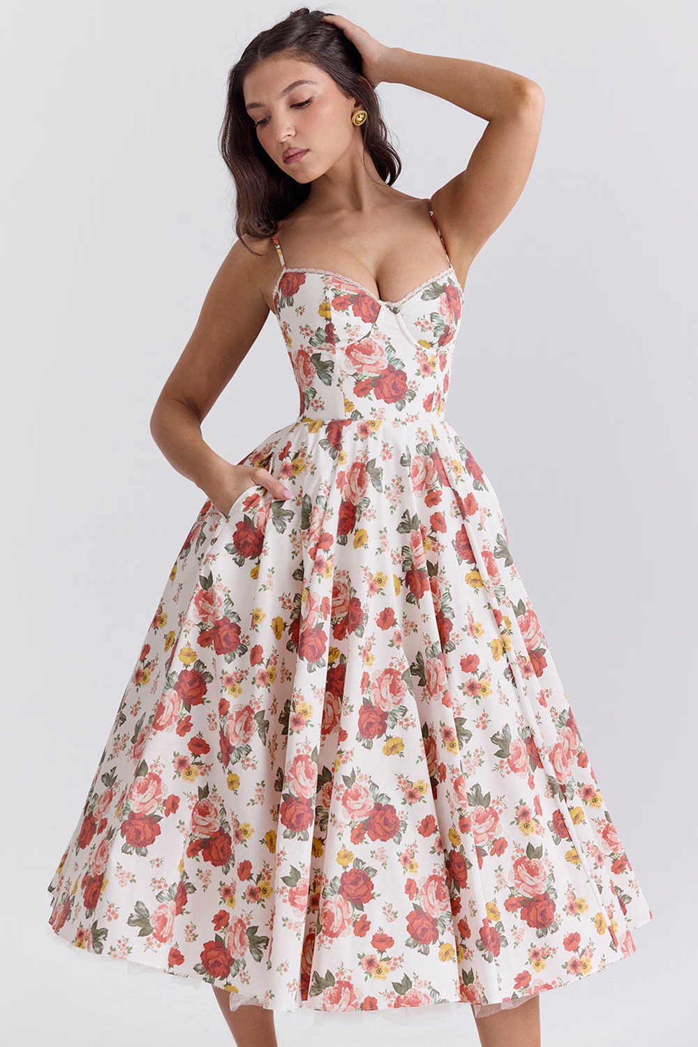 Corset Midi Dress – Elegant A-Line Occasion Dress | Meave & Ivy
