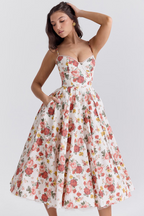 Corset Midi Dress – Elegant A-Line Occasion Dress | Meave & Ivy