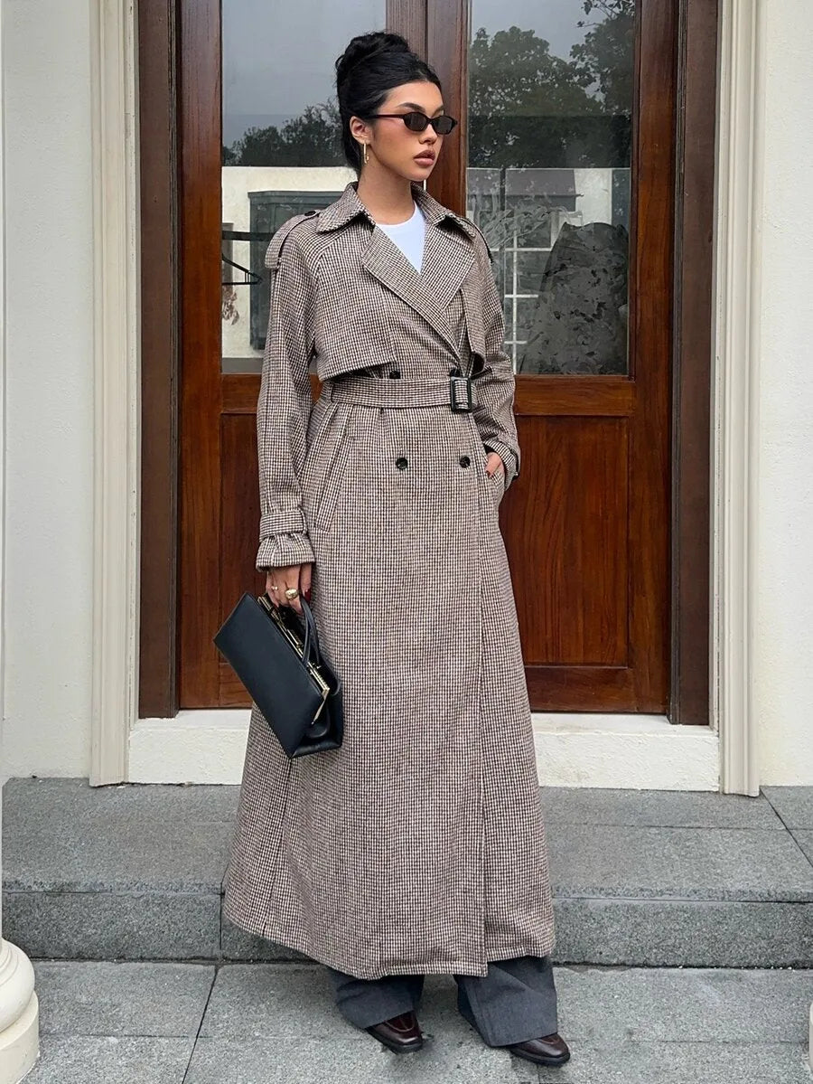 Women's Oversized Trench Coat with Belt
