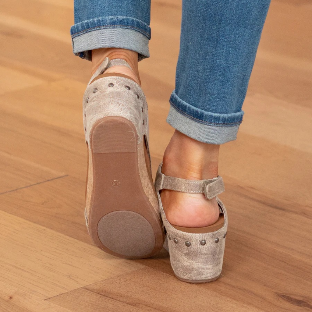 Suede Peep-Toe Cork Wedge Sandals