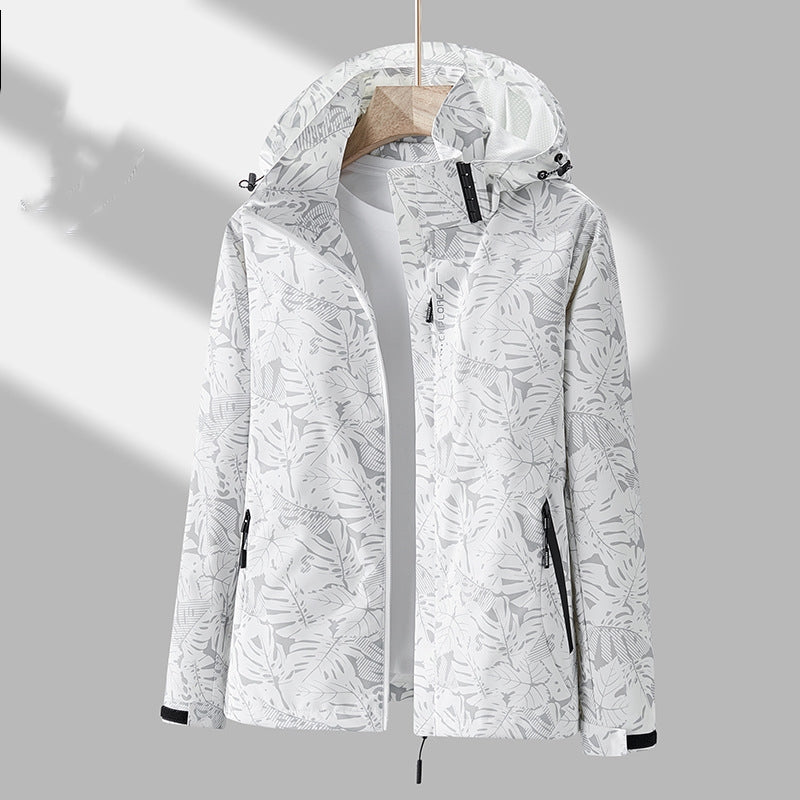 Women's Lightweight Hooded Outdoor Jacket with Printed Design