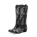 Women's Embroidered Knee-High Cowboy Boots with Side Zips