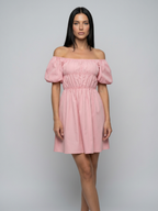 Off-Shoulder Mini Dress with Puff Sleeves
